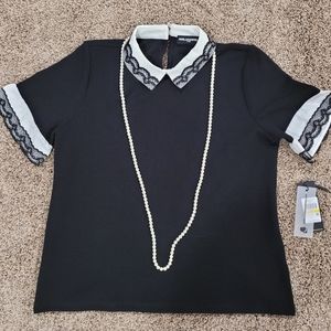 KL Blouse w/ Pearl Necklace